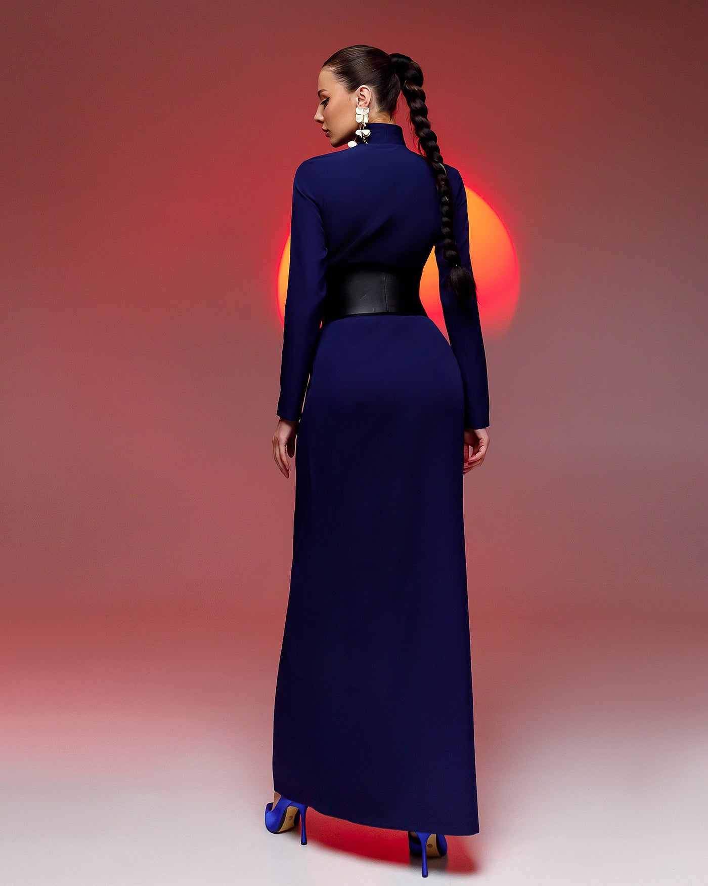 Dark blue WRAP LONG SLEEVE MAXI DRESS (ARTICLE 083)