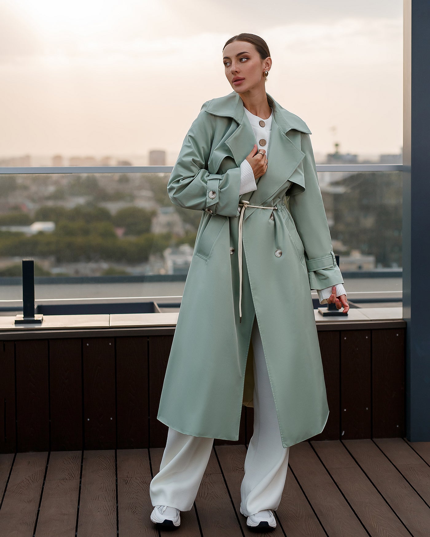 Olive LINED DOUBLE-BREASTED TRENCH COAT (ARTICLE 1000)