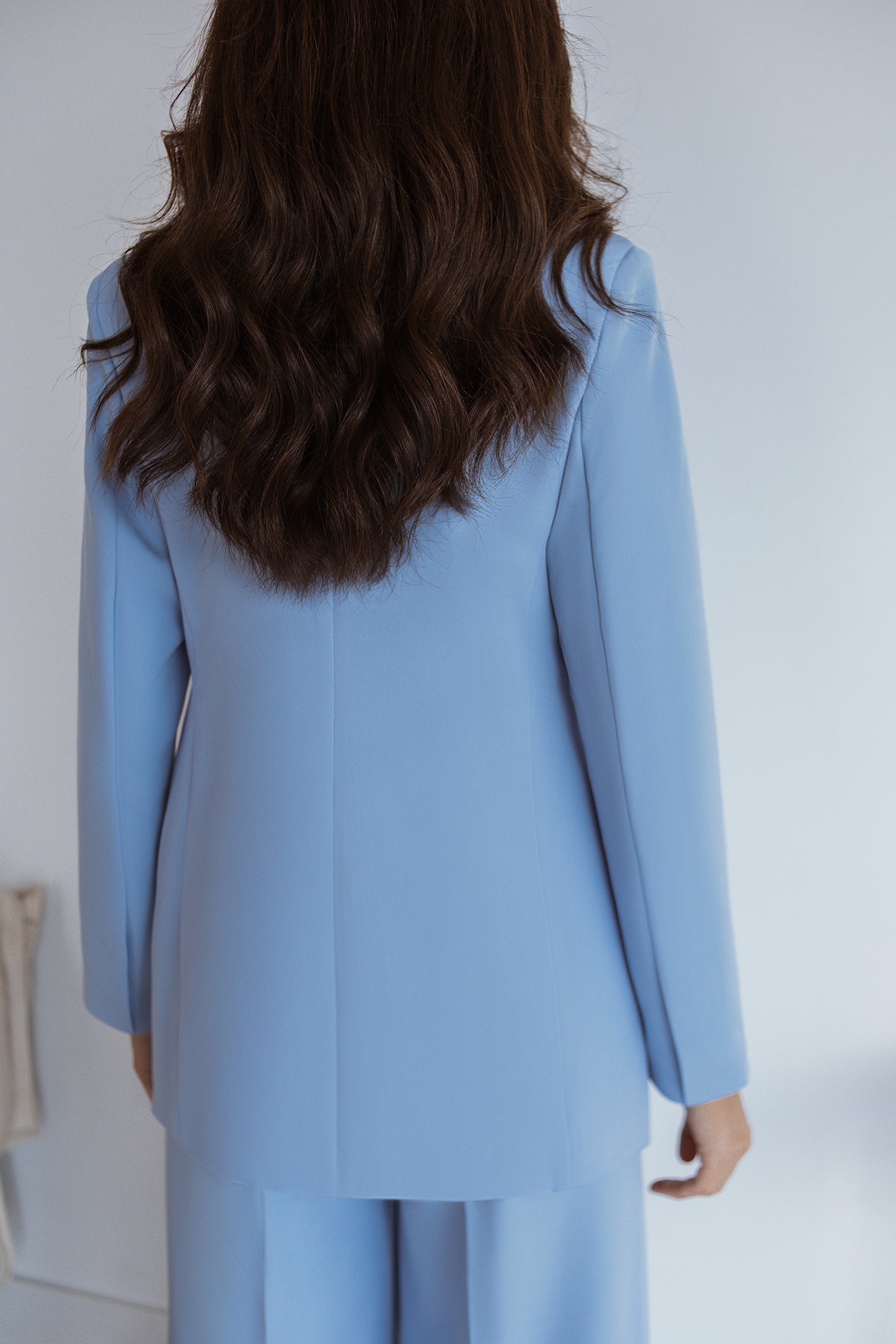 Sky-blue SINGLE-BREASTED WIDE-LEG SUIT 2-PIECE (ARTICLE C347)