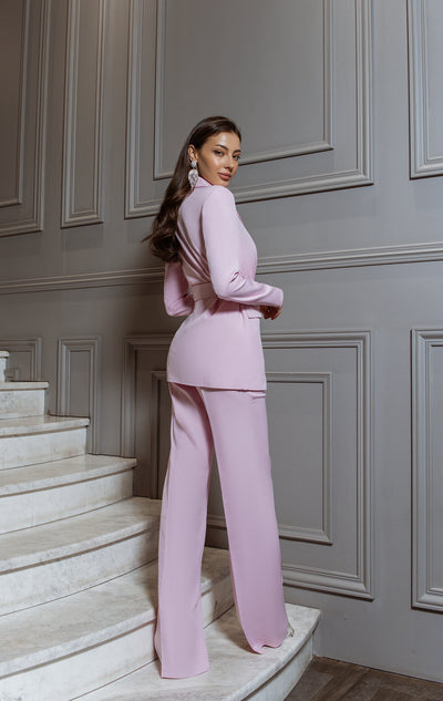 Light pink BELTED DOUBLE BREASTED SUIT 2-PIECE (ARTICLE C273)