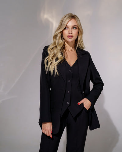 Black OFFICE SLIM-FIT 3-PIECE SUIT (ARTICLE 033)