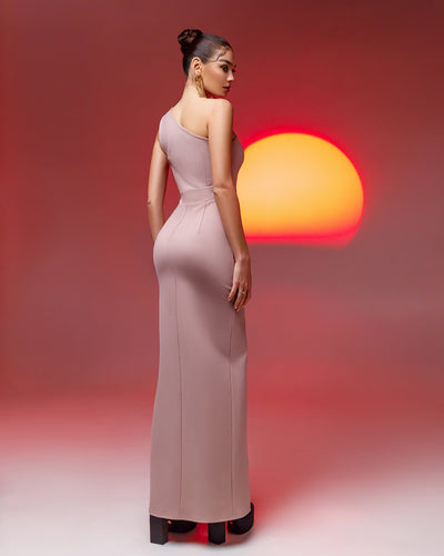 BEIGE ONE-SHOULDER CUT-OUT MAXI DRESS (ARTICLE 366)