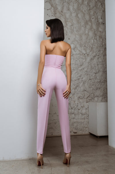 Pink V-neck Sleeveless Jumpsuit (article C337)