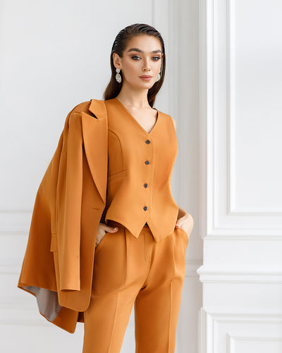 Caramel OFFICE SLIM-FIT 3-PIECE SUIT (ARTICLE 033)