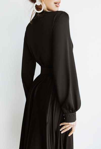 Black MIDI LONG SLEEVE DRESS (ARTICLE C393)