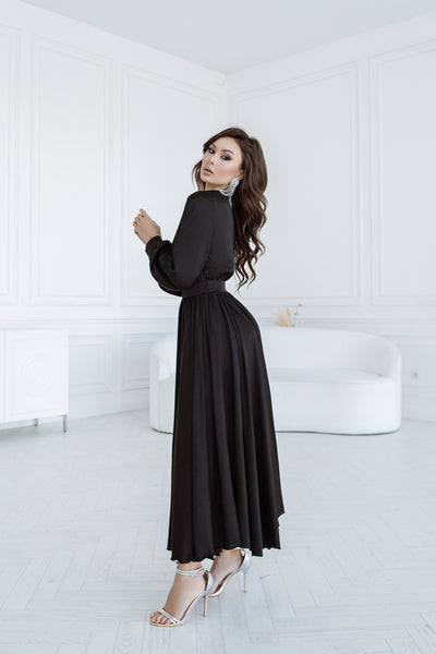 Black MIDI LONG SLEEVE DRESS (ARTICLE C393)