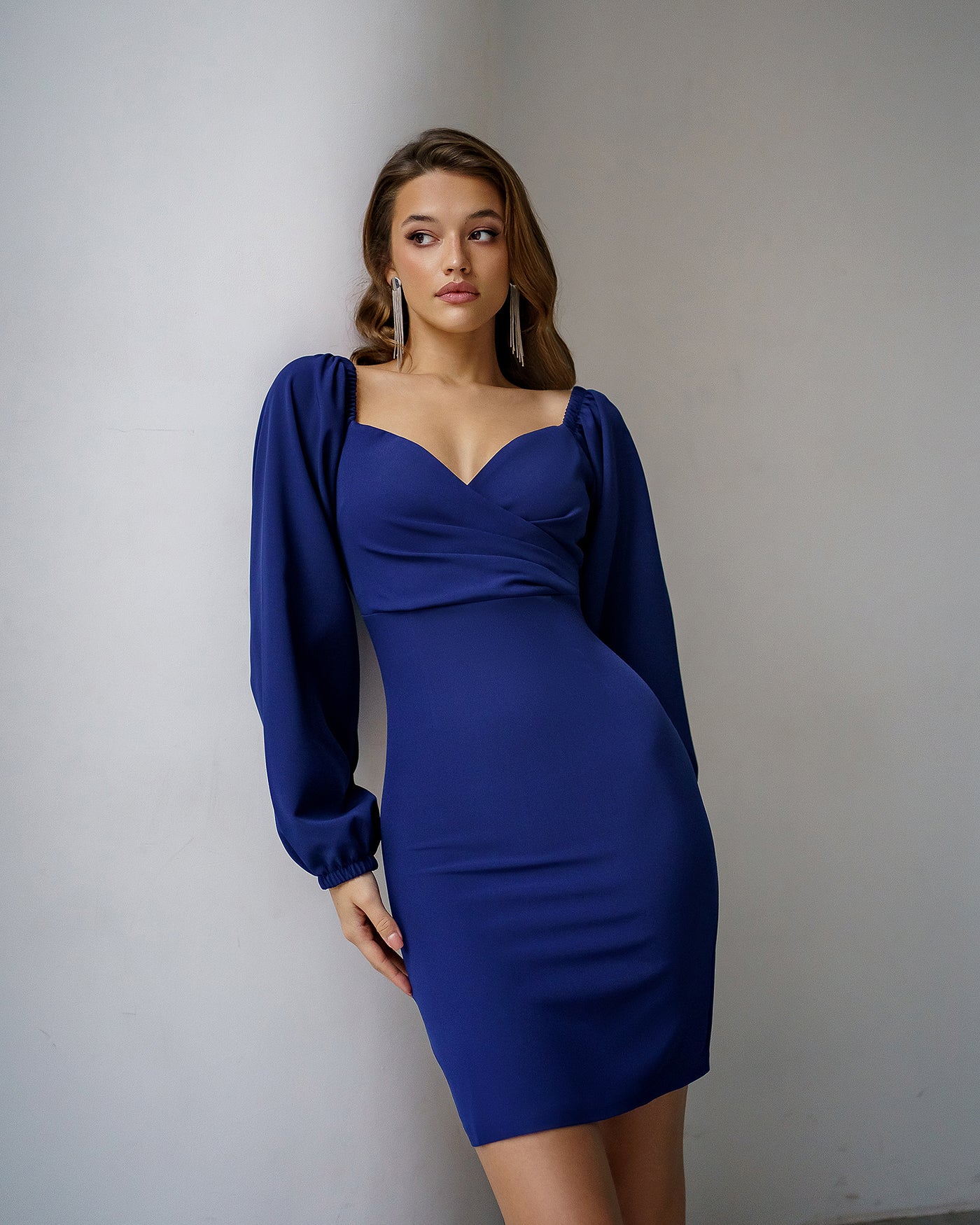 Blue PUFF-SLEEVE MINI DRESS (ARTICLE 257)