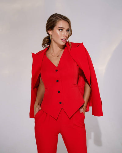 Red OFFICE SLIM-FIT 3-PIECE SUIT (ARTICLE 033)