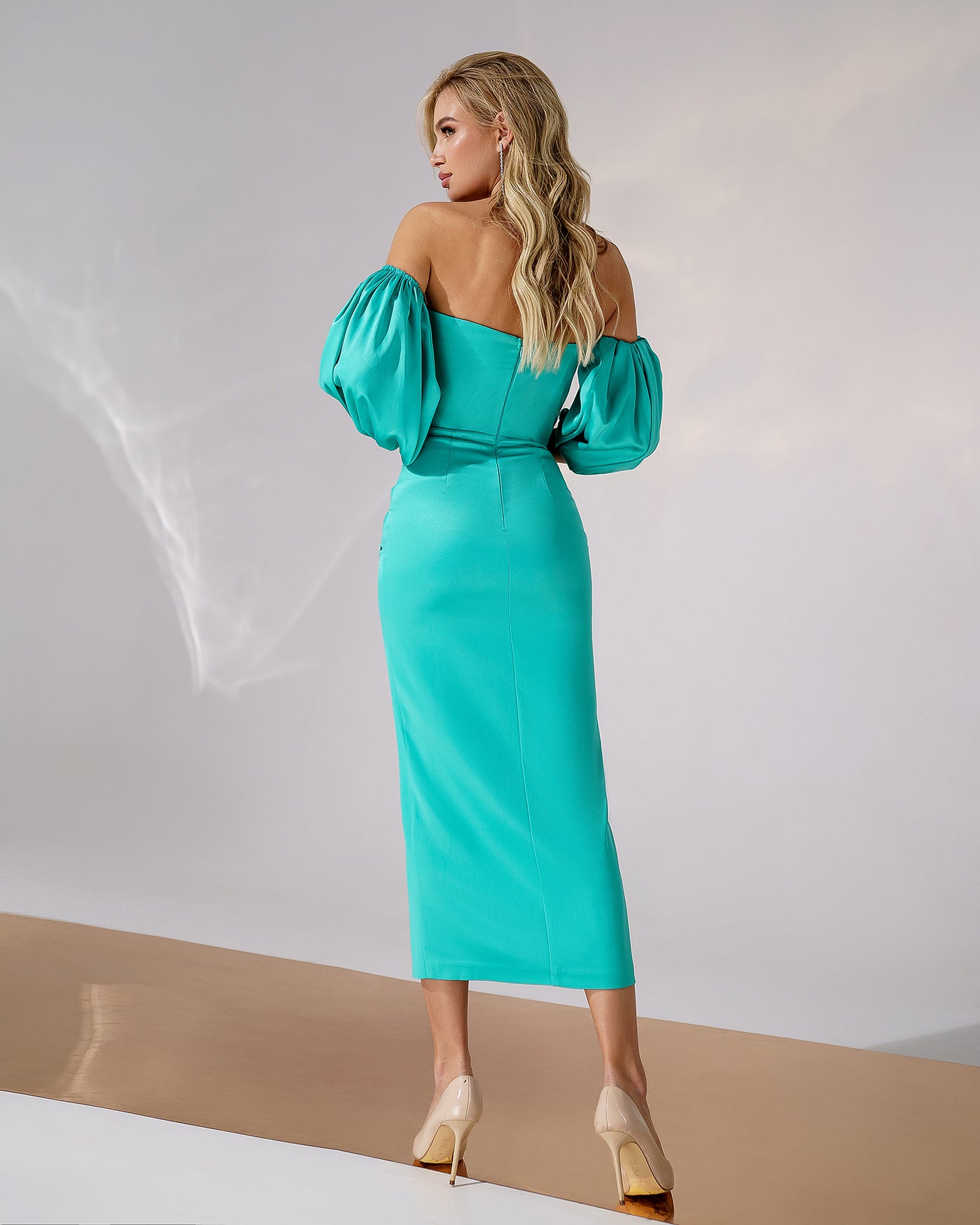 Mint PUFF-SLEEVE MIDI DRESS (ARTICLE 289)