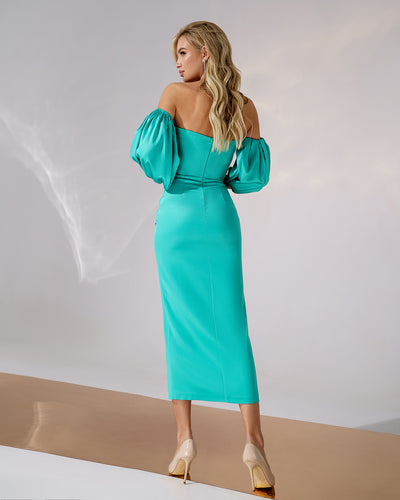 Mint PUFF-SLEEVE MIDI DRESS (ARTICLE 289)