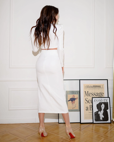 White SWEETHEART TOP & MIDI SKIRT 2-PIECE SET (ARTICLE 328)