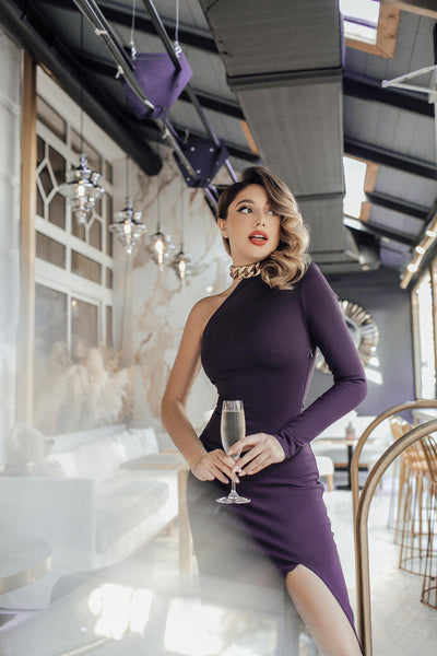 Plum One-Shoulder Maxi Dress (article 262)