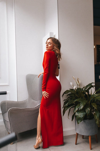 Red One-Shoulder Maxi Dress (article 262)