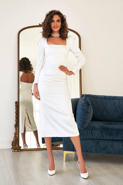 White SQUARE NECK BACKLESS MIDI DRESS (ARTICLE 324)