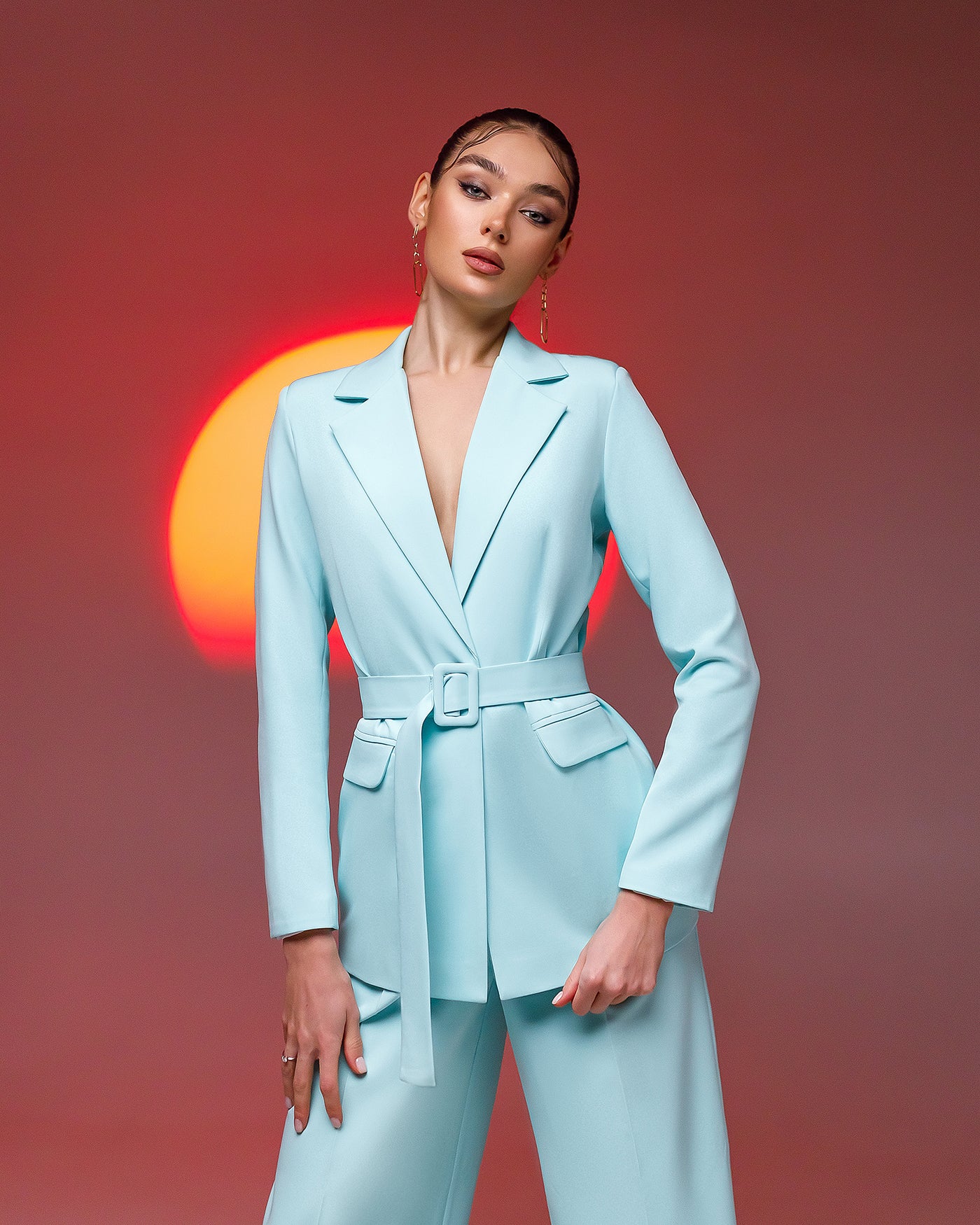 Tiffany Belted Wide-Leg Suit 2-Piece (article 030)