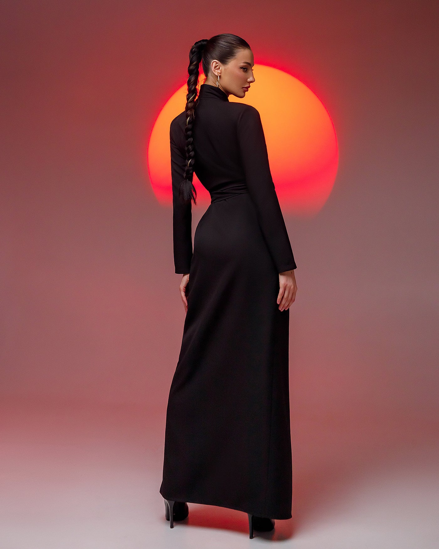 Black WRAP LONG SLEEVE MAXI DRESS (ARTICLE 083)