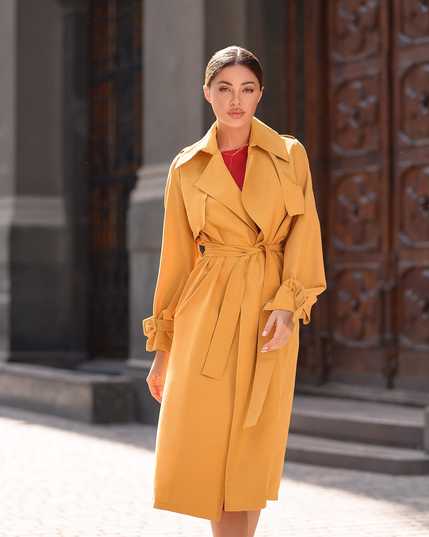 Mustard BELTED TRENCH COAT (ARTICLE 202)