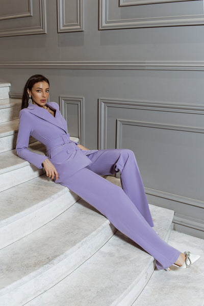 Lavender BELTED DOUBLE BREASTED SUIT 2-PIECE (ARTICLE C273)