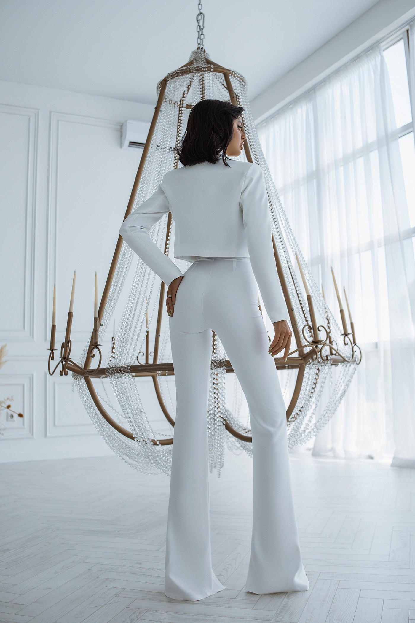 White Crop Jacket Suit 2-Piece (article C377)