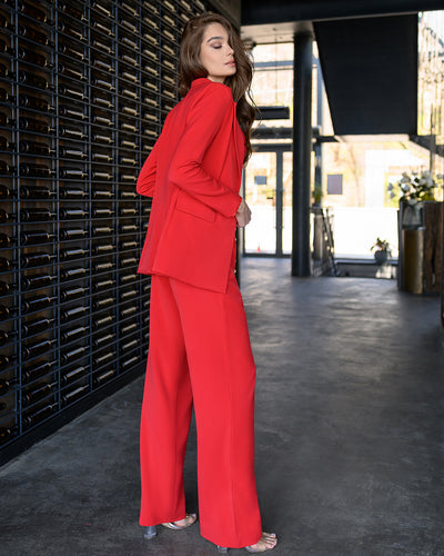 Red Belted Wide-Leg Suit 2-Piece (article 030)