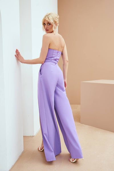 Purple STRAPLESS V-NECK JUMPSUIT (ARTICLE 323)