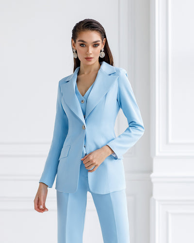 Sky-Blue Office Regular-Fit 3-Piece Suit (article 033)