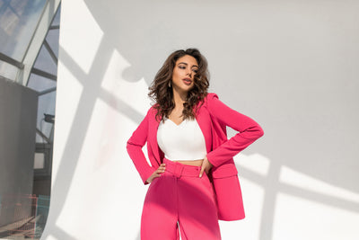 Crimson Belted Wide-Leg Suit 2-Piece (article 030)