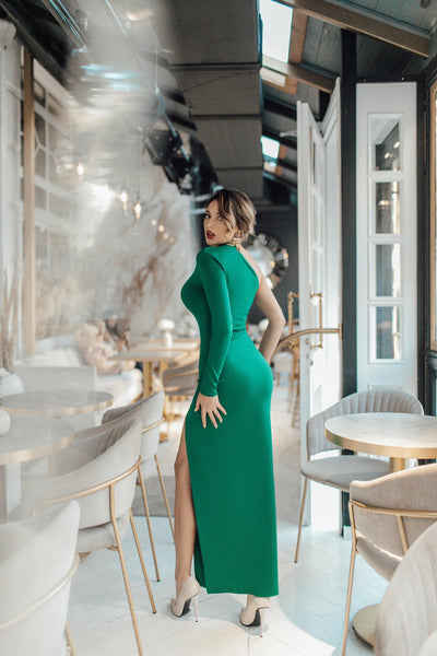 Green ONE-SHOULDER MAXI DRESS (ARTICLE 262)