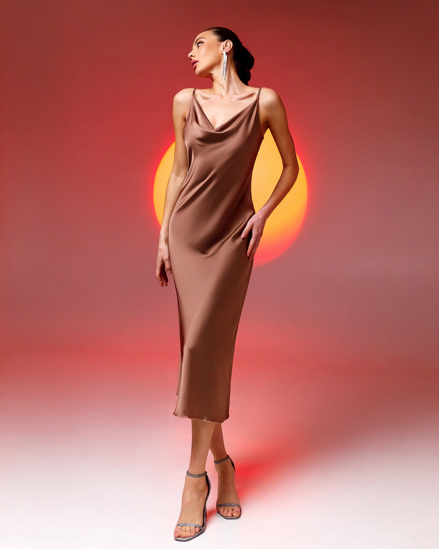 Bronze Silk Slip Dress (article 021)