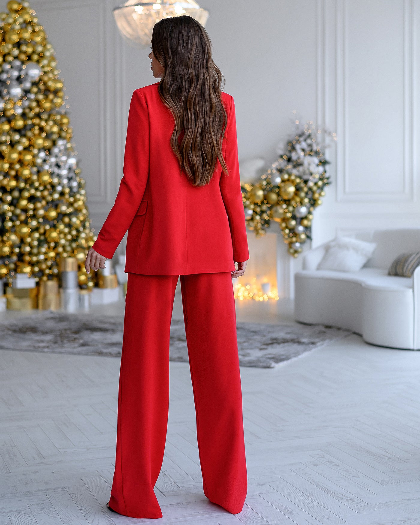 Red Belted Wide-Leg Suit 2-Piece (article 030)