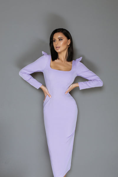 Lavender SQUARE NECKLINE MIDI DRESS (ARTICLE C362)