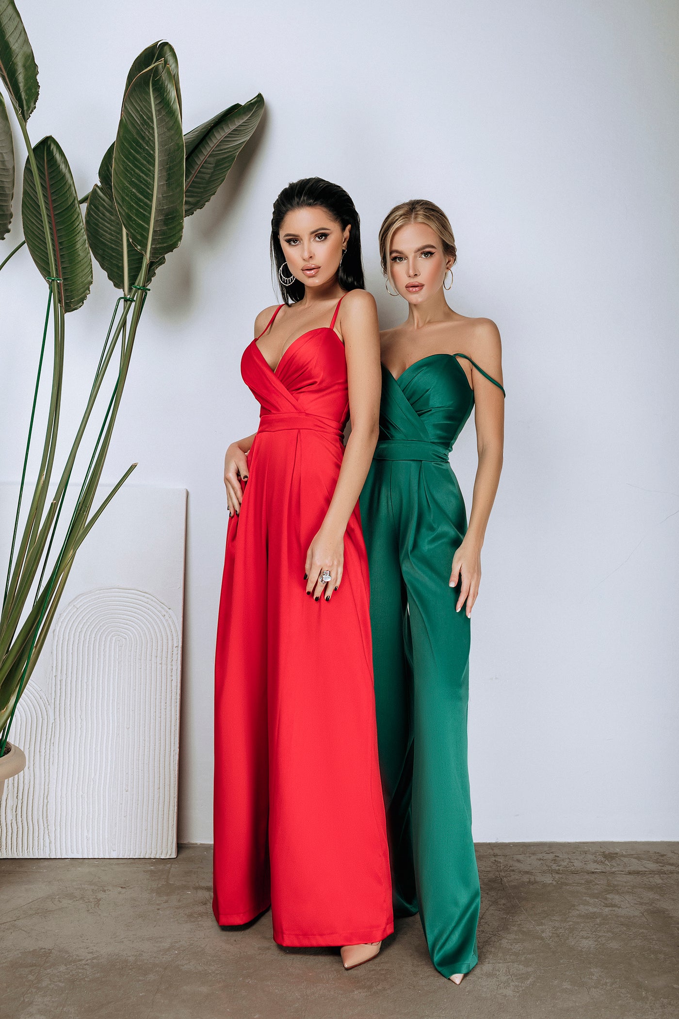 Emerald SATIN WIDE-LEG JUMPSUIT (ARTICLE C314)