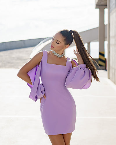 Lavender SQUARE NECK СUT-OUT SLEEVE MINI DRESS (ARTICLE 357)