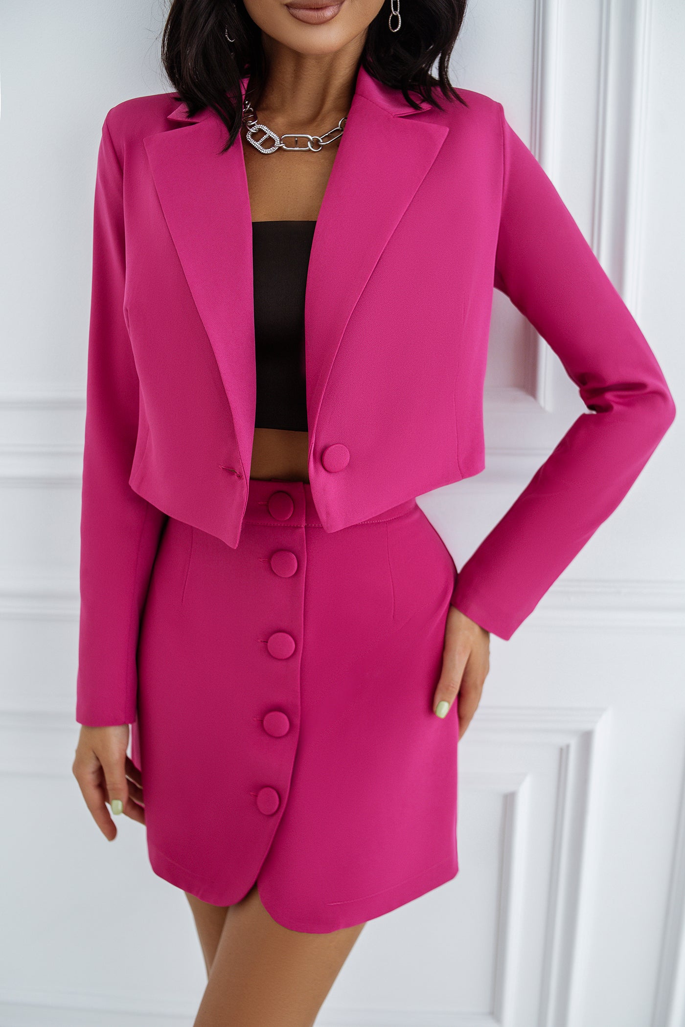 Crimson CROP JACKET SKIRT SUIT 2-PIECE (ARTICLE C376)