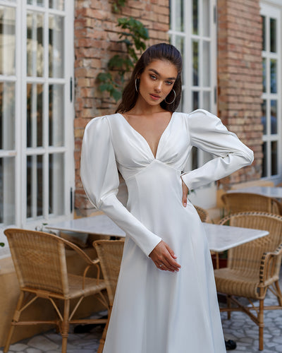 White SATIN BOW BACK MIDI DRESS (ARTICLE 340)