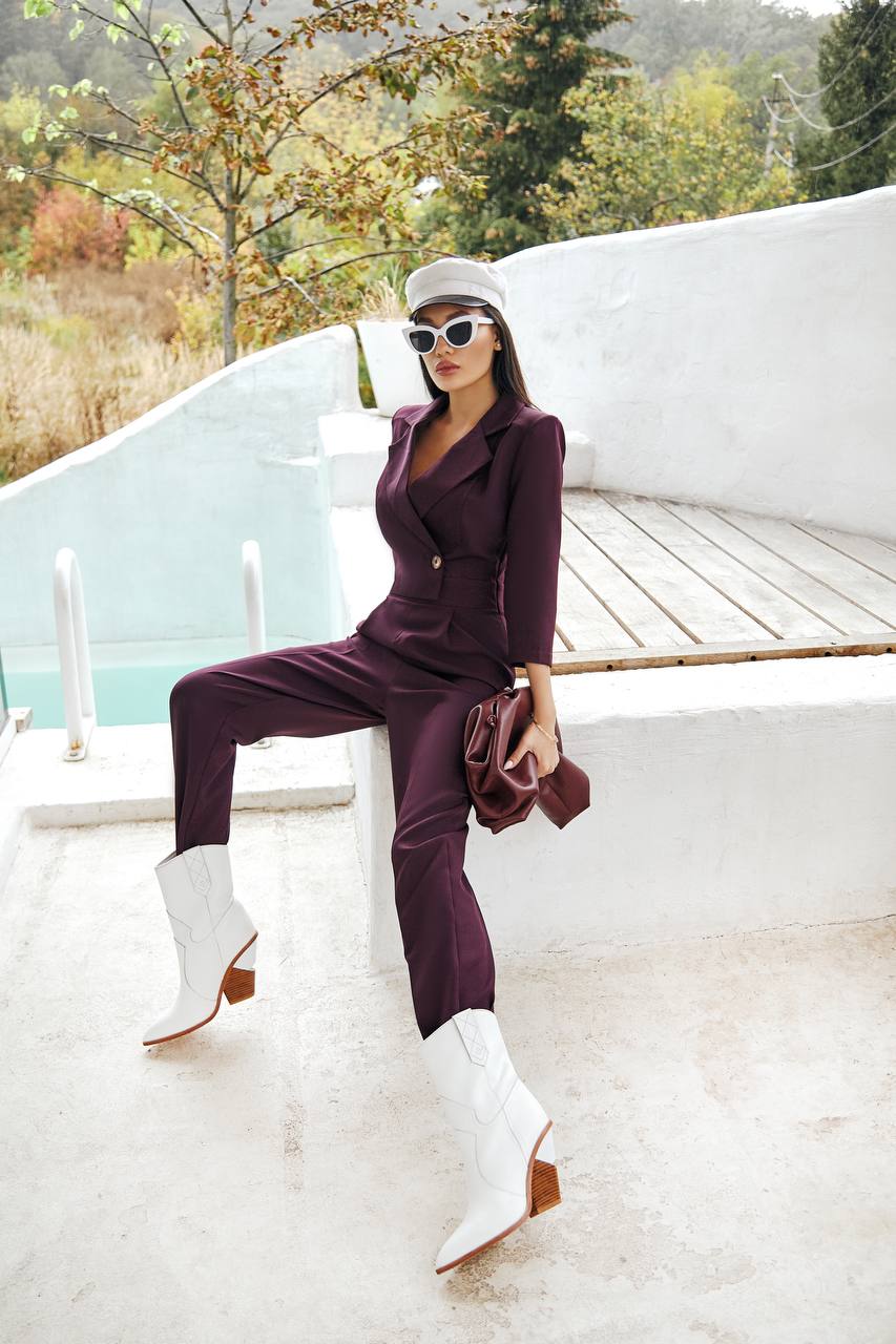 Plum Formal One-Button Jumpsuit (article 037)