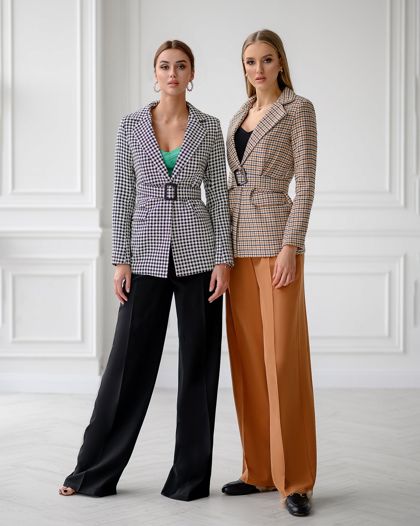 Ginger HOUNDSTOOTH BELTED SLIM-FIT BLAZER (ARTICLE 029)