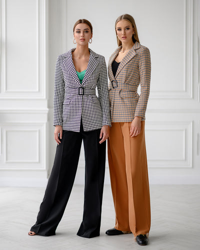 Ginger HOUNDSTOOTH BELTED SLIM-FIT BLAZER (ARTICLE 029)