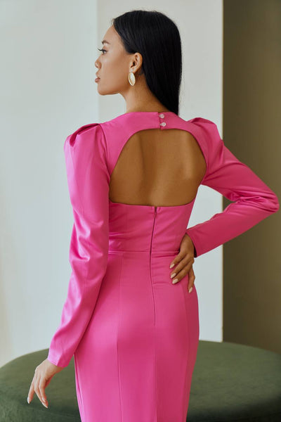 Crimson SQUARE NECK BACKLESS MIDI DRESS (ARTICLE 324)