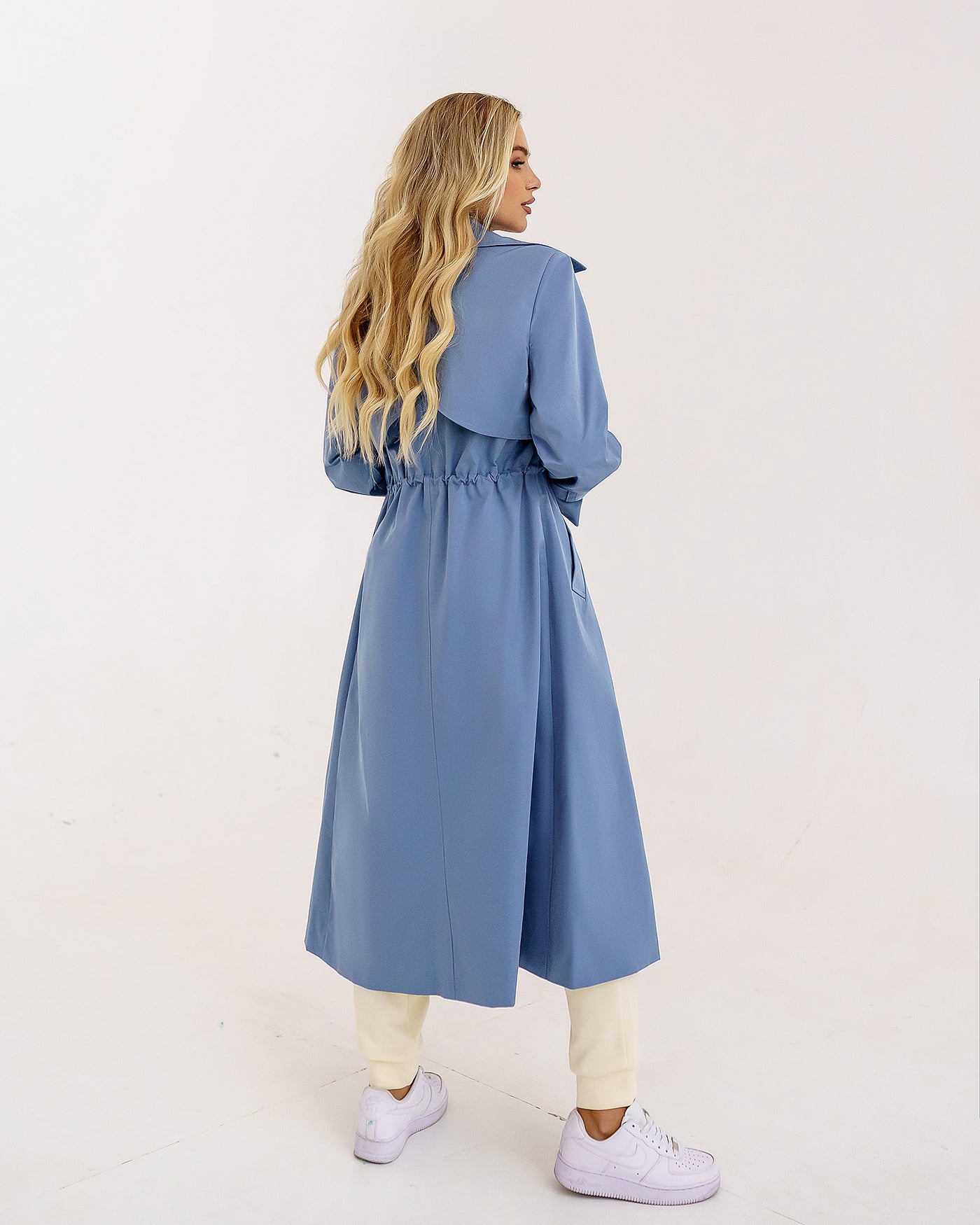 Blue LINED DOUBLE-BREASTED TRENCH COAT (ARTICLE 1000)