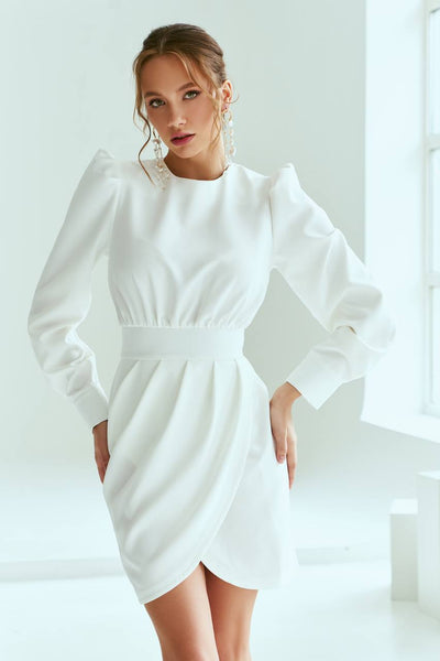 White LONG SLEEVE MINI DRESS (ARTICLE 280)