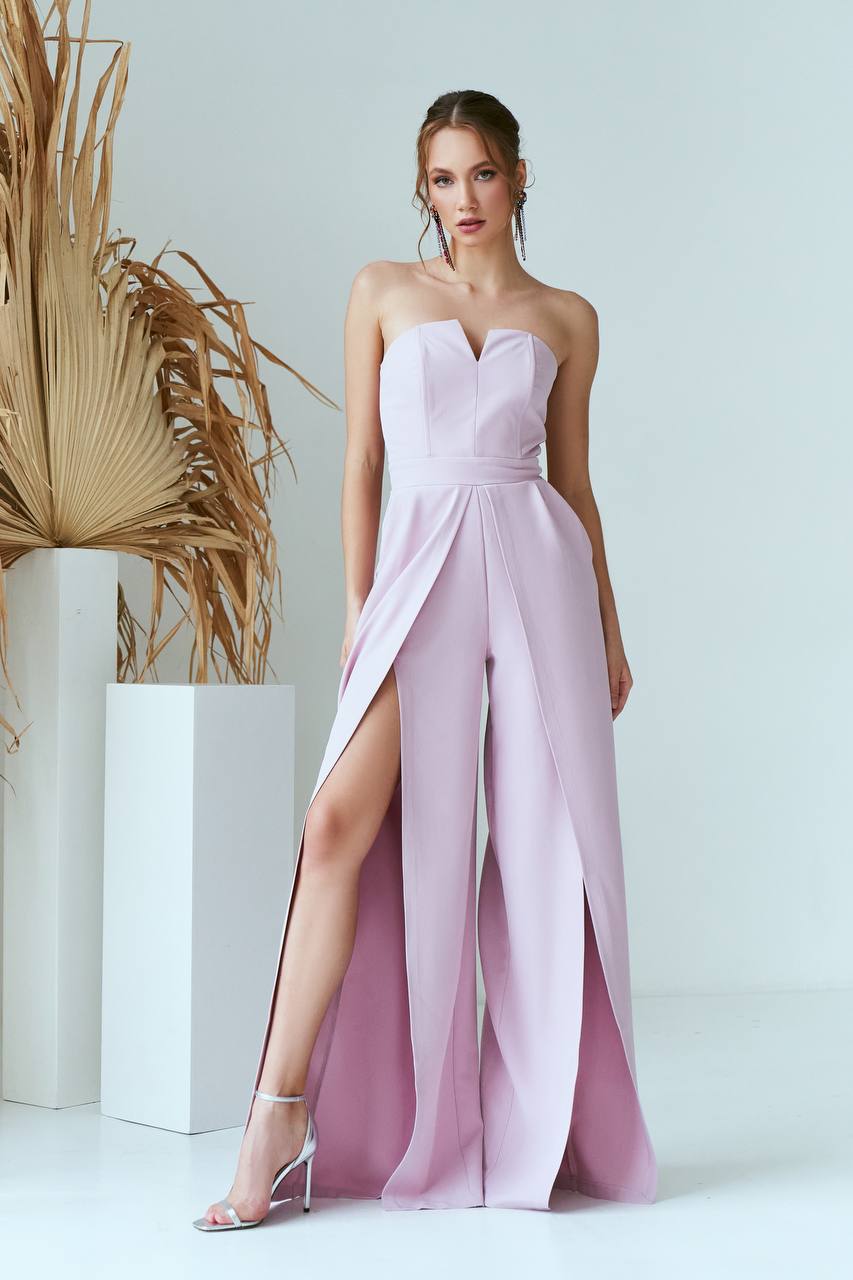 Dusty Pink STRAPLESS V-NECK JUMPSUIT (ARTICLE 323)