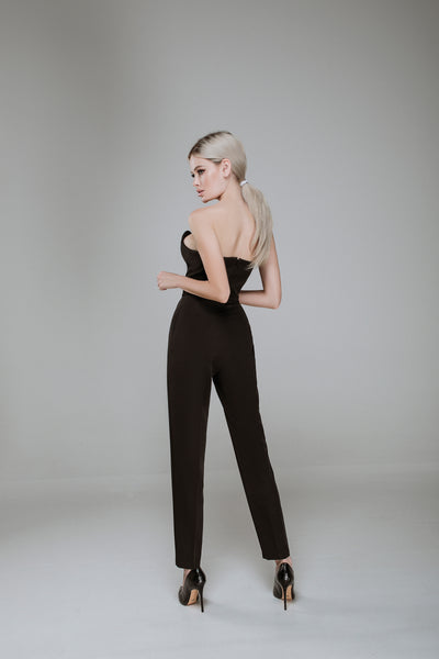 Black V-NECK SLEEVELESS JUMPSUIT (ARTICLE C337)