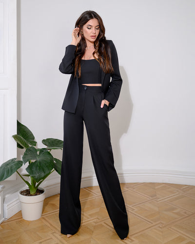 Black Belted Wide-Leg Suit 3-Piece (article 235)