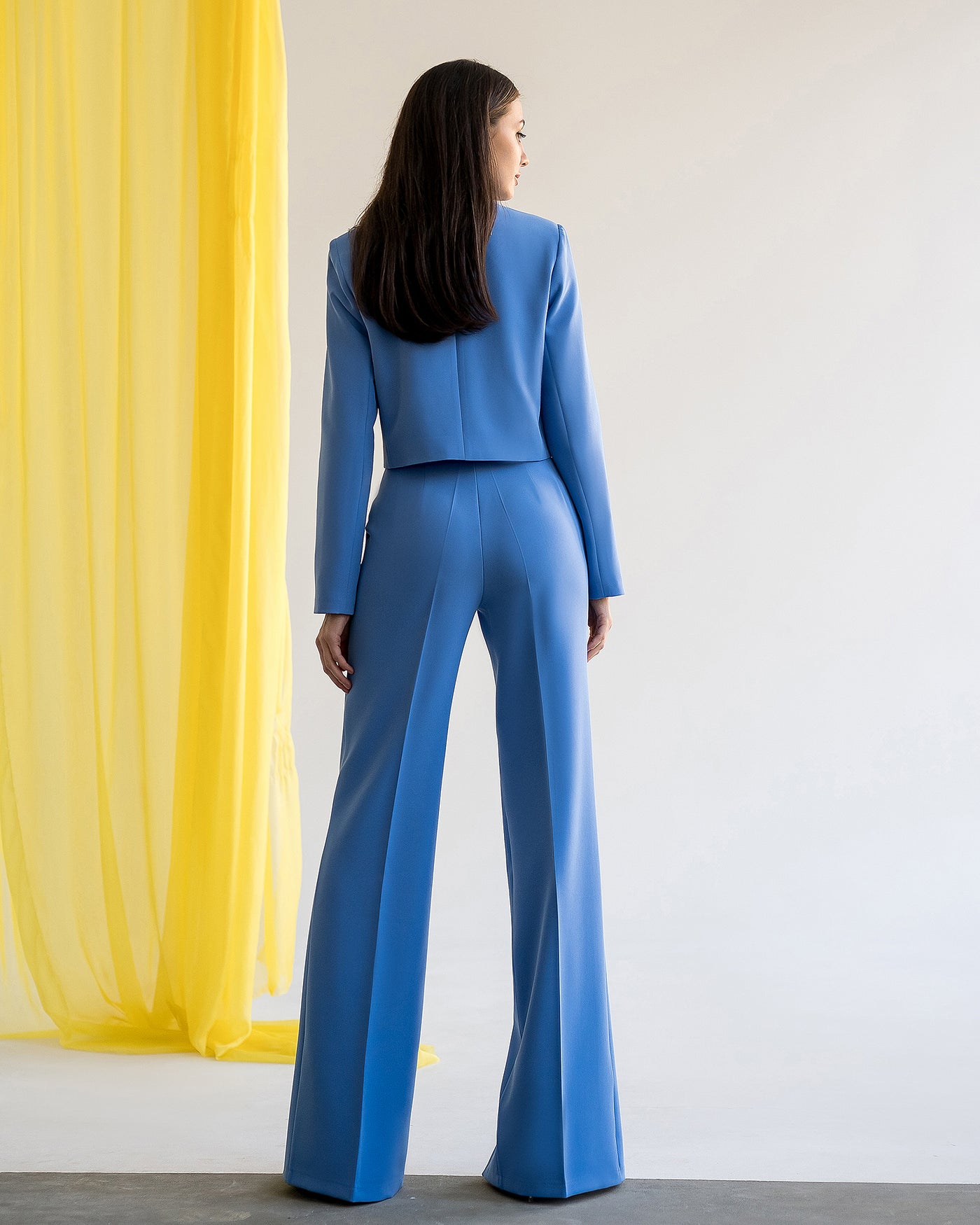 Blue CROP JACKET SUIT 2-PIECE (ARTICLE 334)