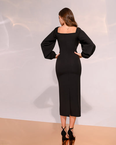 Black Puff-Sleeve Maxi Dress (article 256)