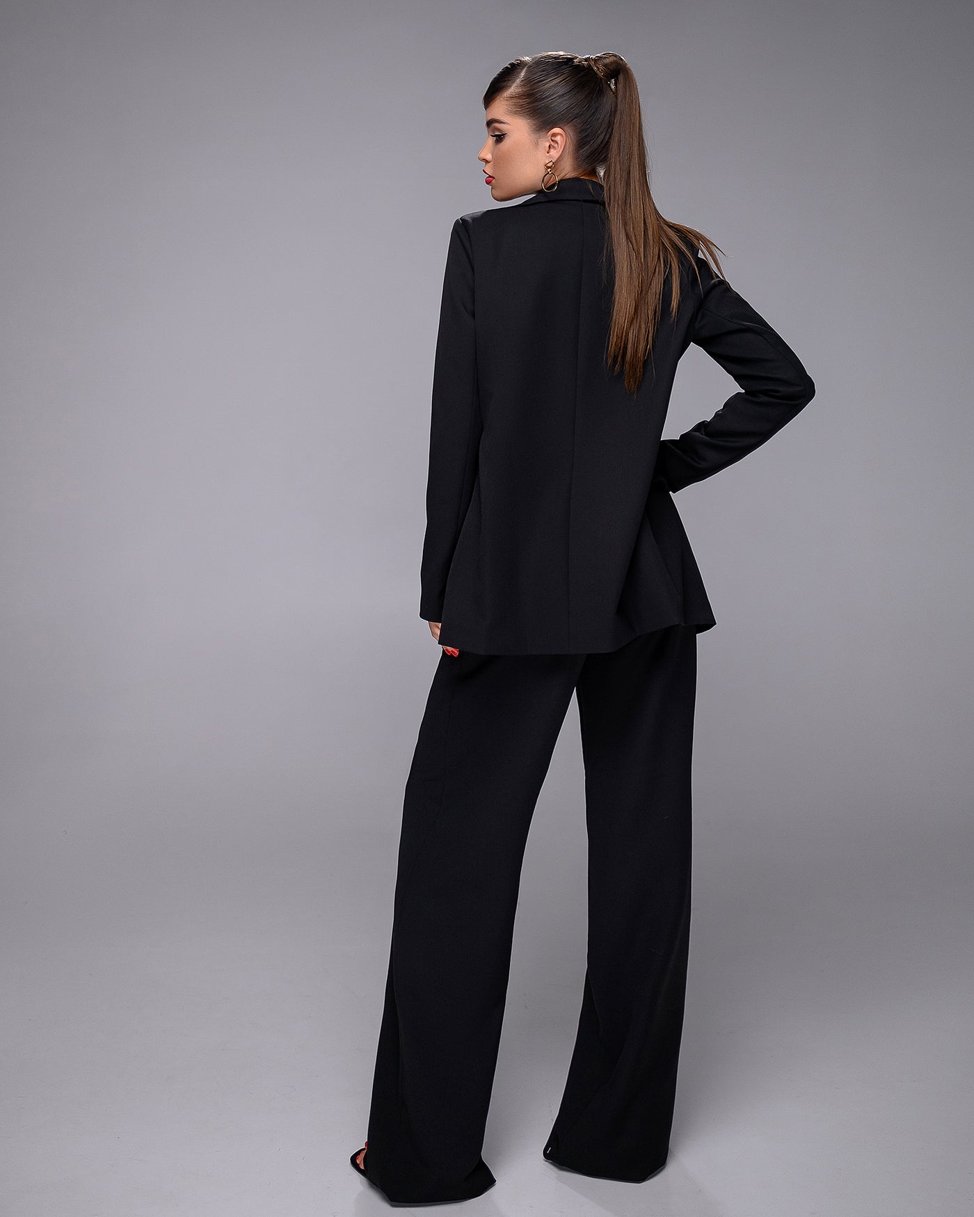 Black BELTED WIDE-LEG SUIT 2-PIECE (ARTICLE 030)