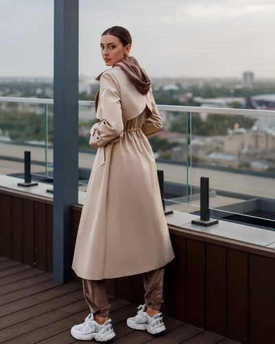 Beige LINED DOUBLE-BREASTED TRENCH COAT (ARTICLE 1000)