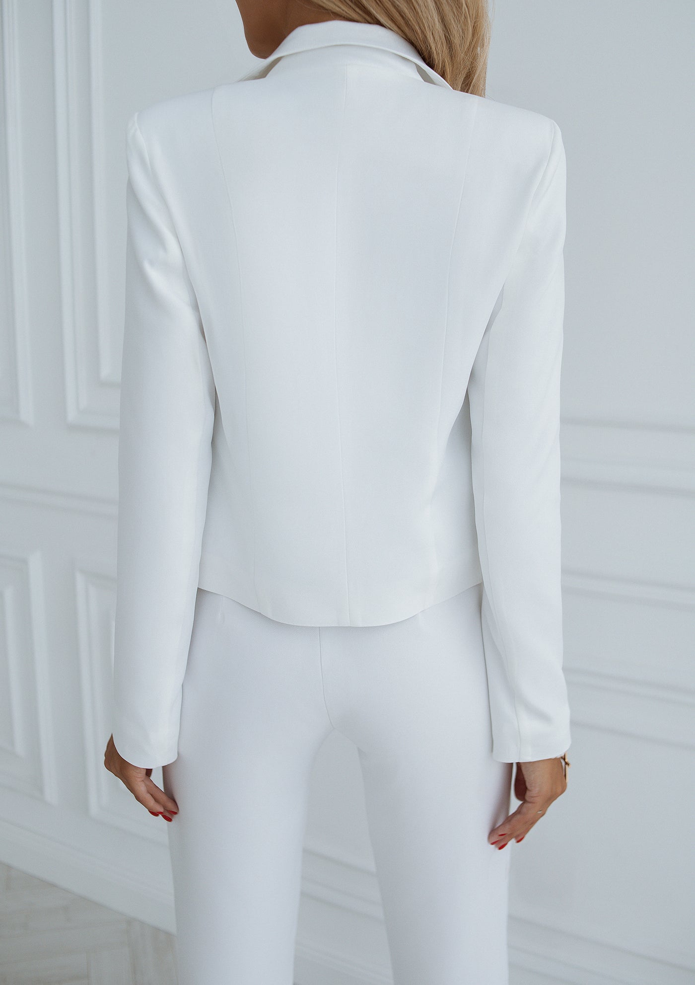 White 2-PIECE SATIN TRIM SUIT (ARTICLE C218)