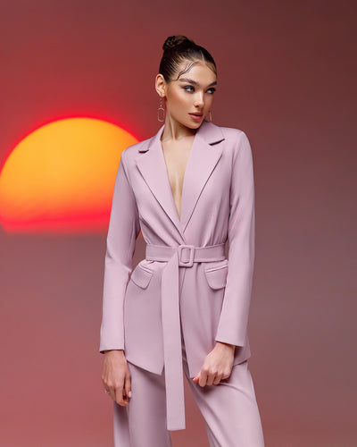 Dusty Pink BELTED WIDE-LEG SUIT 2-PIECE (ARTICLE 030)